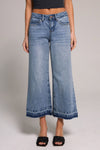 Cropped Mid Rise Wide Leg Jean - Medium Indigo