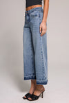 Cropped Mid Rise Wide Leg Jean - Medium Indigo