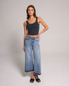 Cropped Mid Rise Wide Leg Jean - Medium Indigo