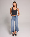 Cropped Mid Rise Wide Leg Jean - Medium Indigo