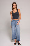 Cropped Mid Rise Wide Leg Jean - Medium Indigo