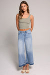 Cropped Mid Rise Wide Leg Jean - Light Medium Indigo