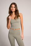 Fitted Fold Over Luxe Knit Set - Shadow